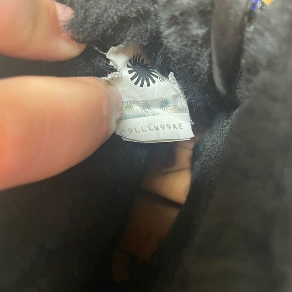 WOMEN'S UGG AUSTRALIA CLASSIC MINI BOW CHUNKY GLITTER COSMOS BOOTIES BLACK 6.5 - Picture 10 of 11